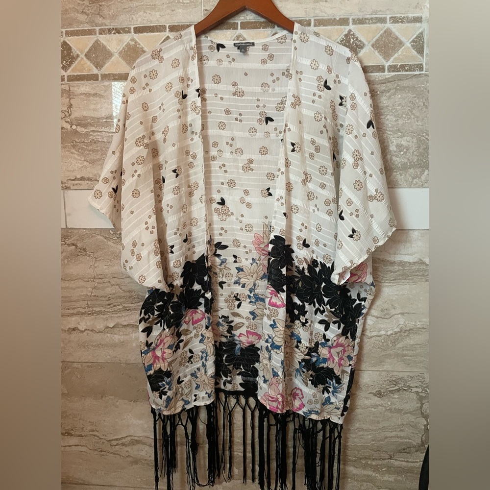 Floral Kimono with Fringe size M